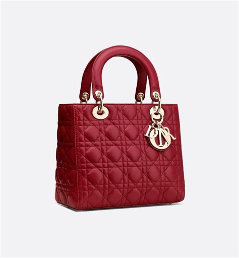 cherry red lady dior medium lambskin bag price|Dior lambskin bag.